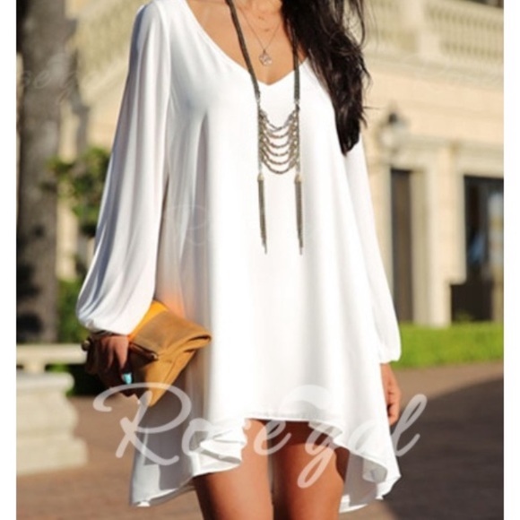 NWOT ROMWE White Chiffon Minidress - Picture 2 of 16